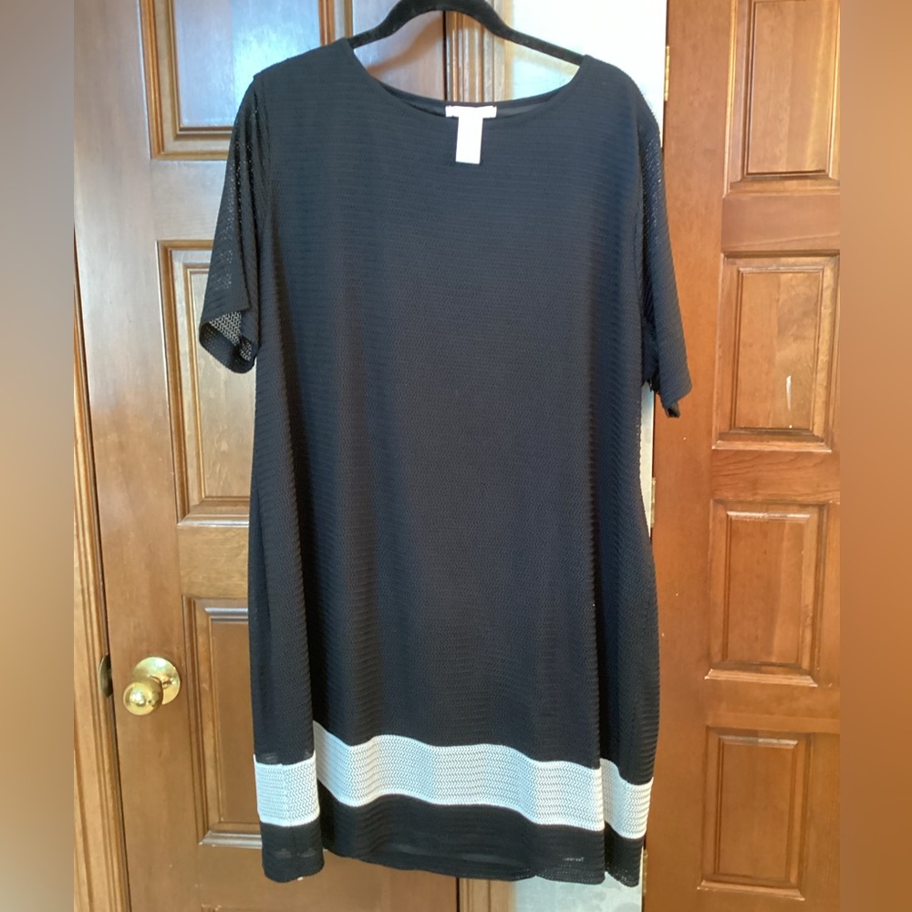Joan Vass Black Tunic with White Hem